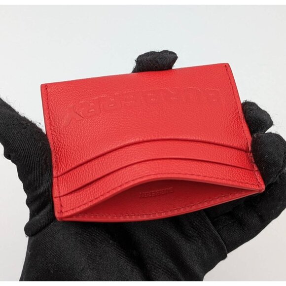 Burberry Sandon Embossed Logo Smooth Leather Card Case Wallet Red - Picture 4 of 9